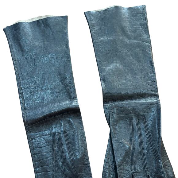 Kislov ladies black leather gloves made in France size 6.5 washable kidskin - Picture 4 of 8